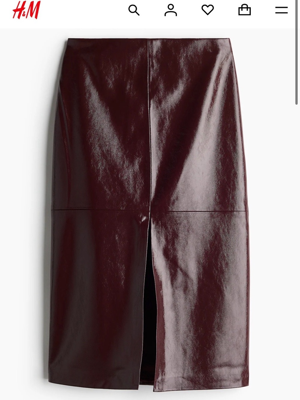 Shiny Burgundy Faux Leather Mini Skirt - Women's